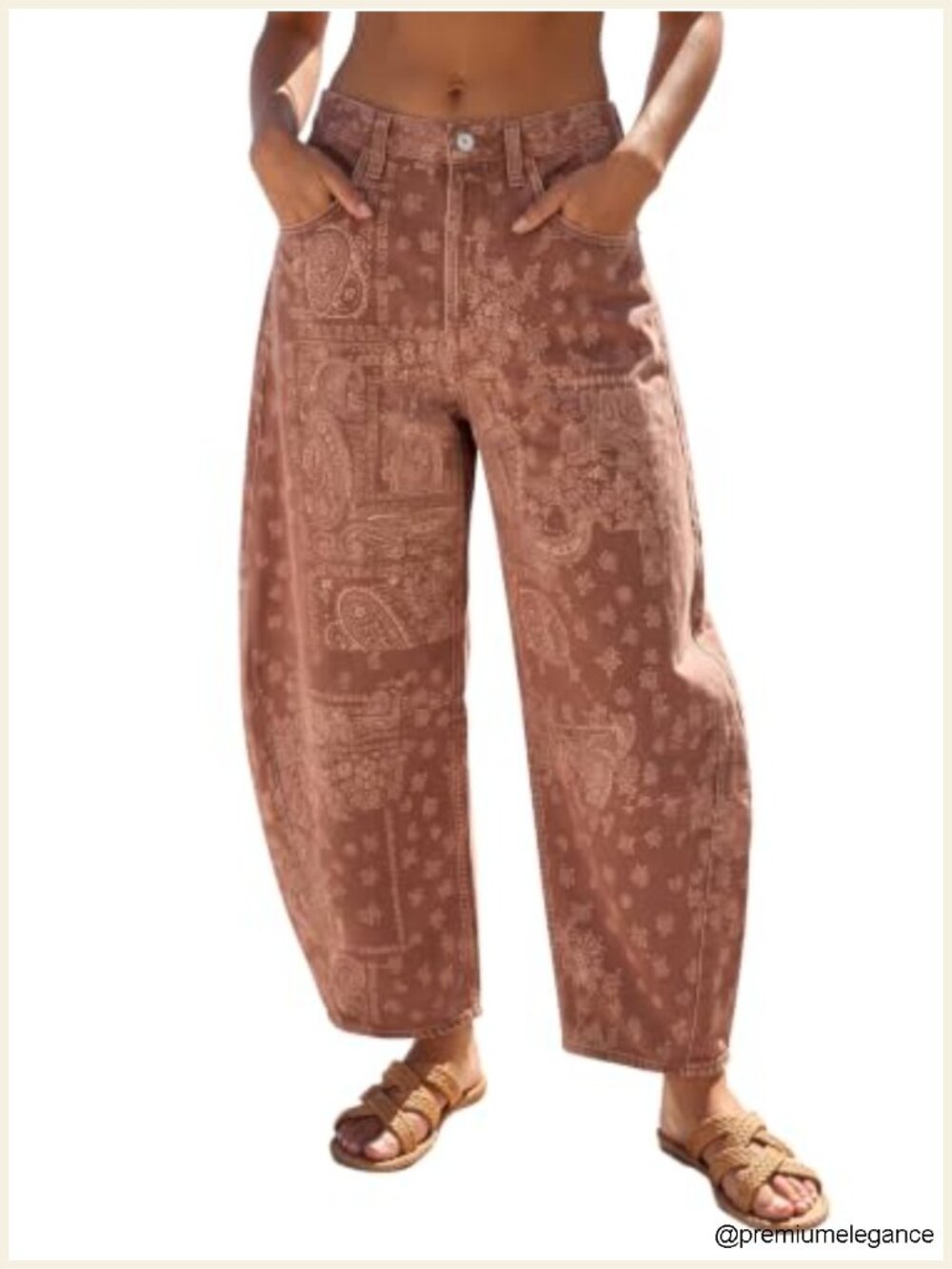 Wide Leg Barrels Jeans with Pockets Floral Print Y2K Denim